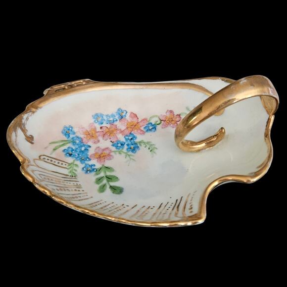 Vintage Hand Painted Porcelain Trinket Dish Gold Trim Floral Signed B. Davis ’69 - Picture 4 of 7